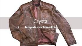  Presentation with brown leather - Colorful presentation theme enhanced with brown leather jacket isolated backdrop and a violet colored foreground