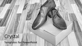  Presentation with men shoes - Theme featuring fashion mens wear design - brown leather men's shoes background and a light gray colored foreground
