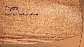  Presentation with brown leather - PPT layouts enhanced with crumpled cloth dark - brown leather texture close up background and a coral colored foreground