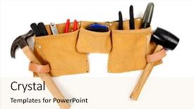  Presentation with brown leather - PPT theme consisting of brown leather toolbelt with assorted background and a lemonade colored foreground