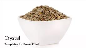  Presentation with lentils - Amazing presentation having brown lentils in a bowl isolated on a white background backdrop and a white colored foreground