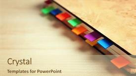  Presentation with dark vintage wood table texture - Cool new presentation theme with brown notebook with bookmarks backdrop and a  colored foreground