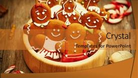  Presentation with cookies christmas - Beautiful PPT layouts featuring brown orange - christmas homemade gingerbread cookies backdrop and a  colored foreground