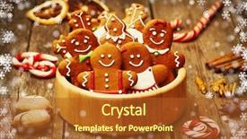  Presentation with cookies christmas - Presentation theme with brown orange - christmas homemade gingerbread cookies background and a  colored foreground