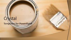  Presentation with paint bucket - PPT theme with brown paint can and brush background and a coral colored foreground