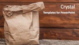  Presentation with brown paper bag - PPT layouts enhanced with brown paper bag on wooden background and a tawny brown colored foreground