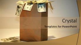  Presentation with brown paper bag - Presentation design having brown paper bag over flow background and a coral colored foreground