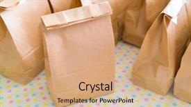  Presentation with brown - Audience pleasing presentation consisting of brown paper bags on table backdrop and a coral colored foreground