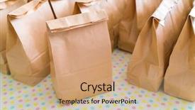  Presentation with brown paper history - Slides with brown paper bags on table background and a coral colored foreground