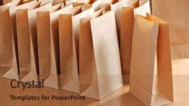  Presentation with brown paper bag - Slide set consisting of brown paper bags on wooden background and a red colored foreground