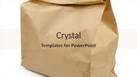  Presentation with brown paper bag - Presentation design featuring brown paper lunch bag isolated background and a coral colored foreground