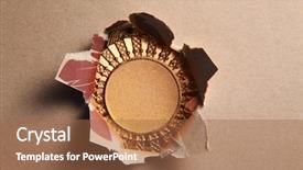  Presentation with medal - Theme consisting of brown paper showing a gold background and a coral colored foreground