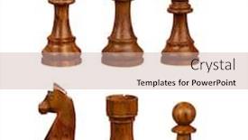  Presentation with chess pieces - Beautiful slide set featuring brown-pieces-of-a-chess backdrop and a soft green colored foreground