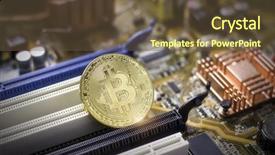  Presentation with computer motherboard - PPT layouts consisting of brown printed circuit board - bitcoin on the computer motherboard background and a  colored foreground