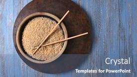  Presentation with brown rice - PPT theme featuring brown-rice-and-chop-sticks background and a ocean colored foreground