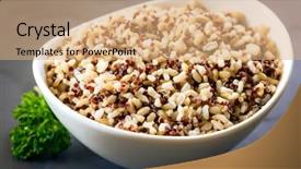  Presentation with rice seed - Amazing presentation having brown rice and quinoa backdrop and a coral colored foreground