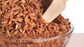  Presentation with brown rice - Beautiful theme featuring brown rice heap close up macro isolated on white background backdrop and a red colored foreground