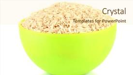  Presentation with brown rice - Beautiful presentation design featuring brown rice in a green plate isolated on white backdrop and a cream colored foreground