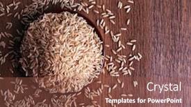  Presentation with brown rice - Audience pleasing PPT layouts consisting of brown rice on plate on wooden background backdrop and a tawny brown colored foreground
