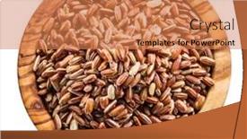  Presentation with rice husk - PPT theme featuring brown-rice-whole-grain-rice background and a coral colored foreground
