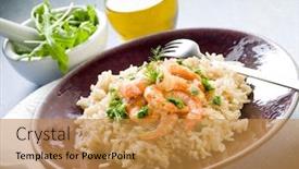  Presentation with brown rice - Beautiful slide set featuring brown rice with shrimp and arugula pesto backdrop and a gold colored foreground