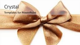  Presentation with satin - Colorful slide deck enhanced with brown satin gift bow ribbon isolated on white backdrop and a white colored foreground