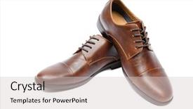  Presentation with brown bear baby shoes - Slide set with brown shoes isolated on white background and a  colored foreground