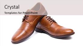  Presentation with brown bear baby shoes - PPT theme having brown shoes isolated on white background and a lemonade colored foreground