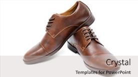  Presentation with shoes - PPT theme having brown shoes isolated on white background and a  colored foreground