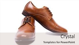 Presentation with shoes - Presentation design with brown shoes isolated on white background and a  colored foreground