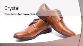  Presentation with shoes - Presentation design enhanced with brown shoes isolated on white background and a white colored foreground
