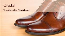  Presentation with shoes - Slide deck having brown shoes on wooden table background and a lemonade colored foreground