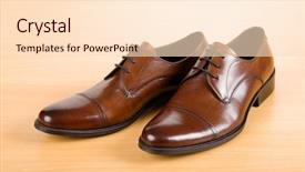  Presentation with leather shoes - Slide set enhanced with brown shoes on wooden table background and a lemonade colored foreground