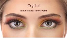  Presentation with eyes - Slide deck with brown skin - beautiful female eyes with bright background and a lemonade colored foreground