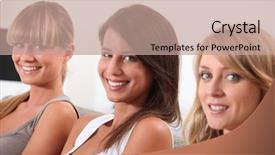  Presentation with women - Beautiful PPT layouts featuring brown skin - three pretty young women sitting backdrop and a coral colored foreground