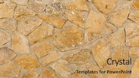  Presentation with stacked stone wall - PPT theme enhanced with brown stone wall to use background and a  colored foreground