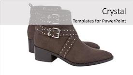  Presentation with ankle - PPT theme featuring brown studded ankle boots isolated background and a light gray colored foreground