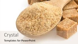  Presentation with sugar - Presentation design featuring brown sugar and spoon isolated on white background background and a soft green colored foreground