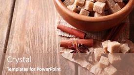  Presentation with sugar cubes - Beautiful PPT theme featuring brown-sugar-cubes-in-bowl backdrop and a coral colored foreground