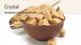  Presentation with sugar cubes - Presentation featuring brown sugar cubes in bowl isolated on white background background and a blonde colored foreground