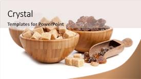  Presentation with ingredients brown sugar coffee beans - Slide deck having brown sugar in a bowl background and a  colored foreground