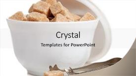  Presentation with ingredients brown sugar coffee beans - PPT theme consisting of brown sugar in a bowl background and a light gray colored foreground