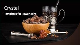  Presentation with sugar cane - Slide deck having brown sugar in a bowl background and a black colored foreground