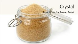  Presentation with brown and white - PPT theme with brown sugar in glass isolated background and a  colored foreground