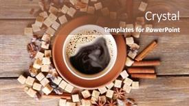  Presentation with coffee cup - Colorful slide set enhanced with brown-sugar-spices-and-cup backdrop and a tawny brown colored foreground