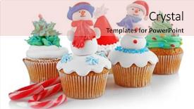  Presentation with white christmas - Slides consisting of brown teal - christmas cupcakes isolated on white background and a coral colored foreground