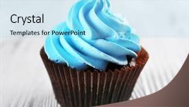  Presentation with cupcake - Beautiful slide deck featuring brown teal - delicious cupcake on white wooden backdrop and a arctic colored foreground