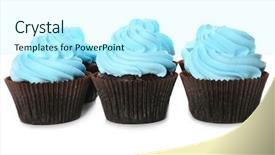 Presentation with delicious in memory - PPT layouts featuring brown teal - delicious cupcakes isolated on white background and a  colored foreground