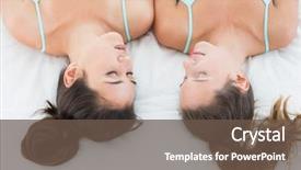  Presentation with german shepherd two young puppys - PPT theme enhanced with brown teal - high angle close-up of two background and a  colored foreground