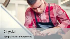  Presentation with ingredients brown sugar coffee beans - Amazing presentation theme having brown teal - image of young businessman backdrop and a light gray colored foreground